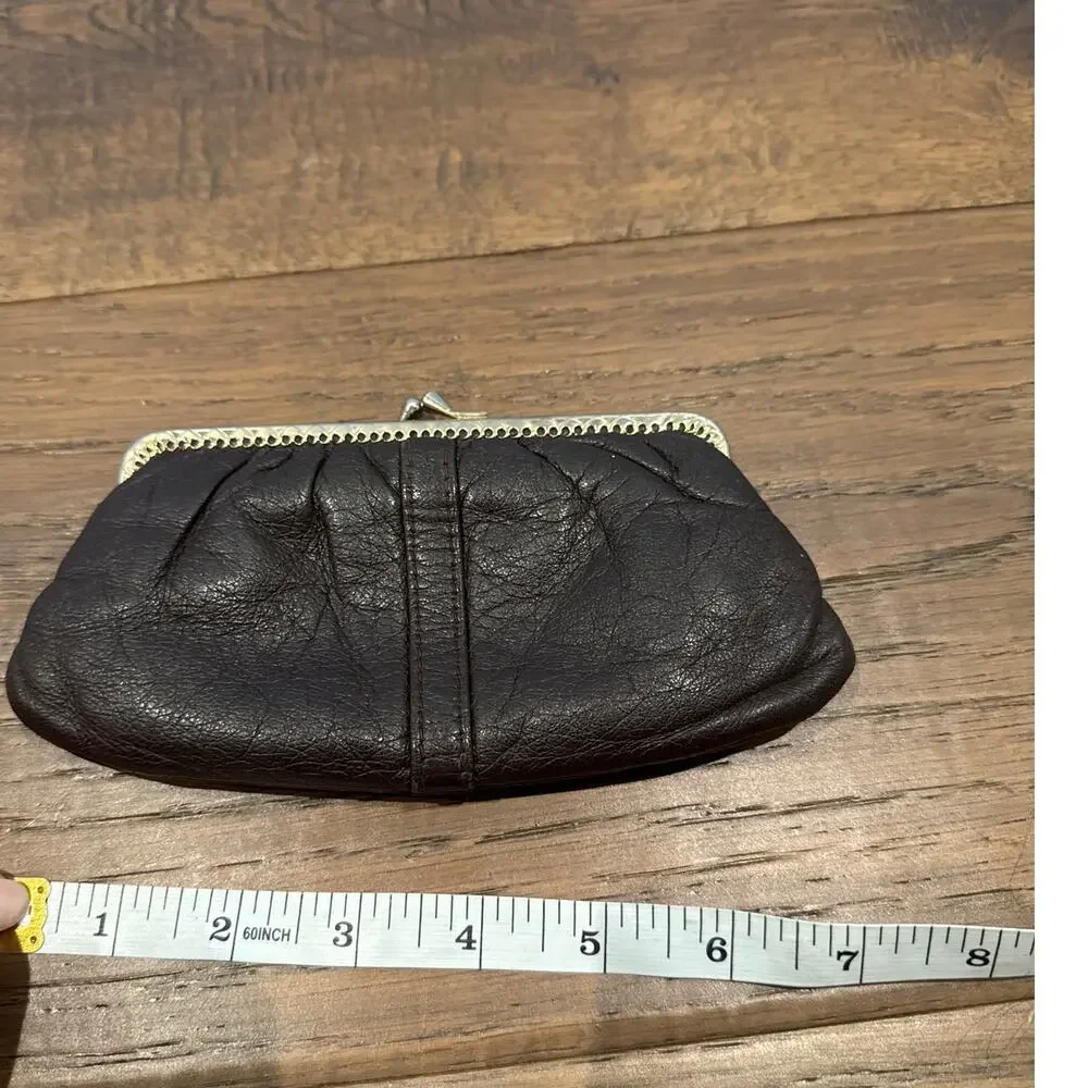 Vintage 90s French Parisian Lamb Skin Leather Wallet Brown Women's